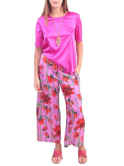 Pantaloni in seta a fiori Laboratorio Capri | TEORGFCSA